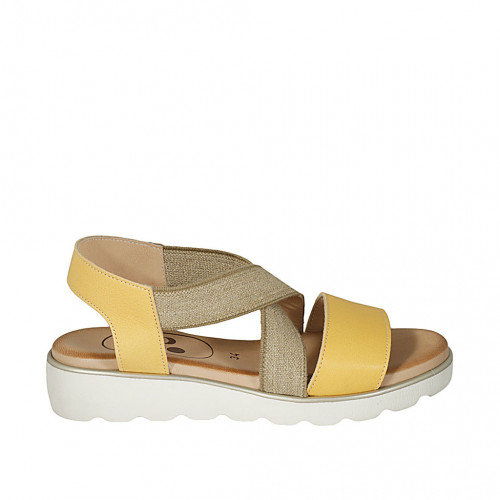Woman's sandal in yellow leather with...