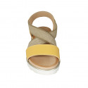 Sandalia para mujer en piel amarillo con elastico cuña 3 - Tallas disponibles:  43