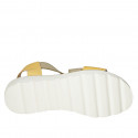 Sandalia para mujer en piel amarillo con elastico cuña 3 - Tallas disponibles:  43