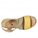 Woman's sandal in yellow leather with elastic band wedge heel 3 - Available sizes:  43