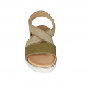 Woman's sandal in green leather with elastic band wedge heel 3 - Available sizes:  43
