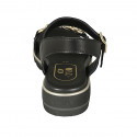 Sandalo da donna in pelle nera con cinturino e accessorio zeppa 3 - Misure disponibili: 33, 34