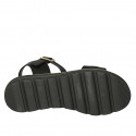 Sandalo da donna in pelle nera con cinturino e accessorio zeppa 3 - Misure disponibili: 33, 34