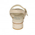 Woman's strap sandal in beige and multicolored mosaic printed suede heel 3 - Available sizes:  32