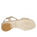 Woman's strap sandal in beige and multicolored mosaic printed suede heel 3 - Available sizes:  32