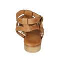 Sandalia para mujer con cinturones en piel blanca y cognac tacon 2 - Tallas disponibles:  33, 42
