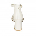 Woman's open shoe with strap and chain in cream white leather heel 8 - Available sizes:  44, 45