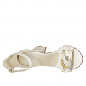 Woman's open shoe with strap and chain in cream white leather heel 8 - Available sizes:  43, 44, 45