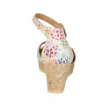 Woman's open shoe with strap and platform in multicolored printed suede wedge heel 7 - Available sizes:  32, 42, 43, 44