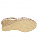 Woman's open shoe with strap and platform in multicolored printed suede wedge heel 7 - Available sizes:  42, 43
