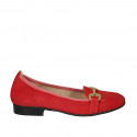 Woman's mocassin with accessory in red suede heel 2 - Available sizes:  44, 45