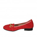 Mocassin pour femmes avec accessoire en daim rouge talon 2 - Pointures disponibles:  45