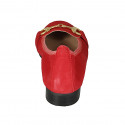 Mocassin pour femmes avec accessoire en daim rouge talon 2 - Pointures disponibles:  44, 45