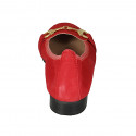 Mocassin pour femmes avec accessoire en daim rouge talon 2 - Pointures disponibles:  45