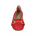 Mocassin pour femmes avec accessoire en daim rouge talon 2 - Pointures disponibles:  44, 45