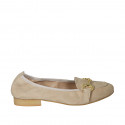 Woman's mocassin with accessory in beige suede heel 2 - Available sizes:  45