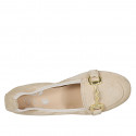 Woman's mocassin with accessory in beige suede heel 2 - Available sizes:  45