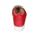 Ballerine pour femmes en daim rouge avec clip strass amovible talon compensé 3 - Pointures disponibles:  32, 33, 43