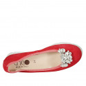 Ballerine pour femmes en daim rouge avec clip strass amovible talon compensé 3 - Pointures disponibles:  32, 33, 43