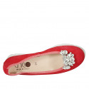 Woman's ballerina shoe in red suede with removable rhinestone clip-on wedge heel 3 - Available sizes:  32, 33, 43