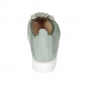 Ballerine pour femmes en daim vert sauge avec clip strass amovible talon compensé 3 - Pointures disponibles:  42