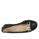 Woman's ballerina shoe in black leather with removable rhinestone clip-on wedge heel 3 - Available sizes:  33