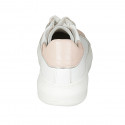 Zapato con cordones y plantilla extraible para mujer en piel blanca y rosa cuña 4 - Tallas disponibles:  43, 44