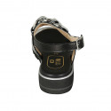 Sandalo da donna con catena in pelle nera e laminata argento zeppa 3 - Misure disponibili: 32, 42, 43, 44