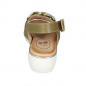 Sandale pour femmes avec chaîne en cuir vert talon compensé 4 - Pointures disponibles:  42, 43, 44