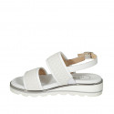 Sandale pour femmes en cuir et cuir tressé blanc talon compensé 3 - Pointures disponibles:  32, 42, 43, 44, 45