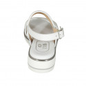 Sandale pour femmes en cuir et cuir tressé blanc talon compensé 3 - Pointures disponibles:  32, 42, 43, 44, 45