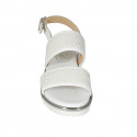 Sandalia para mujer en piel y piel trensada blanca cuña 3 - Tallas disponibles:  32, 42, 43, 44, 45