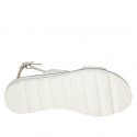 Woman's sandal in white leather and braided leather wedge heel 3 - Available sizes:  32, 42, 43, 44, 45