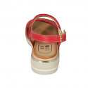 Sandale pour femmes en cuir et cuir tressé rouge talon compensé 3 - Pointures disponibles:  32, 33, 42, 43, 44, 46