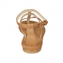 Sandale entredoigt pour femmes en cuir cognac avec talon 1 - Pointures disponibles:  33, 42, 45