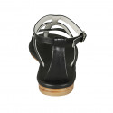 Woman's thong sandal in black leather with heel 1 - Available sizes:  33, 42