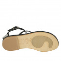 Woman's thong sandal in black leather with heel 1 - Available sizes:  33, 42