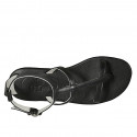 Woman's thong sandal in black leather with heel 1 - Available sizes:  33, 42