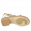 Sandale entredoigt pour femmes en cuir lamé platine avec strass et courroie talon 3 - Pointures disponibles:  42, 46