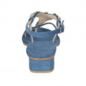 Sandale entredoigt pour femmes en daim bleu avec strass talon 3 - Pointures disponibles:  42, 45