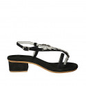 Sandale entredoigt pour femmes en daim noir avec strass talon 3 - Pointures disponibles:  42