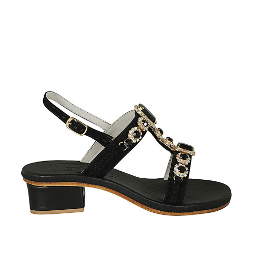 Woman's sandal in black suede with...