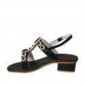 Sandale pour femmes en daim noir avec strass talon 3 - Pointures disponibles:  46