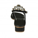 Sandalo da donna in camoscio nero con strass tacco 3 - Misure disponibili: 46