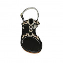 Woman's sandal in black suede with rhinestones heel 3 - Available sizes:  46