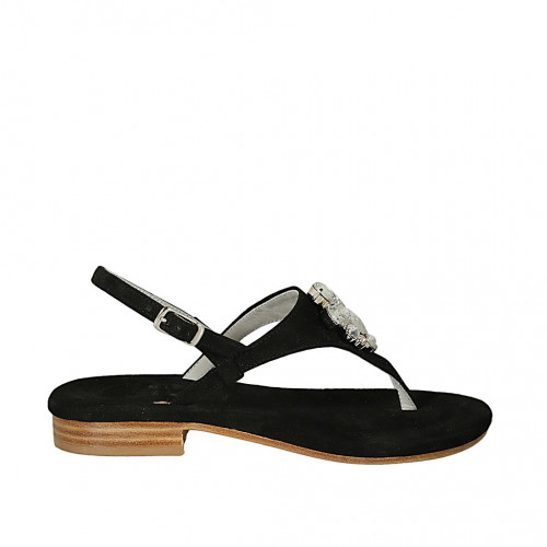 Damenzehensandale aus schwarzem...