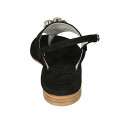 Sandalo infradito da donna in camoscio nero con strass tacco 2 - Misure disponibili: 42, 44, 45, 46