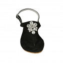 Sandale entredoigt pour femmes en daim noir avec strass talon 2 - Pointures disponibles:  42, 44, 45, 46