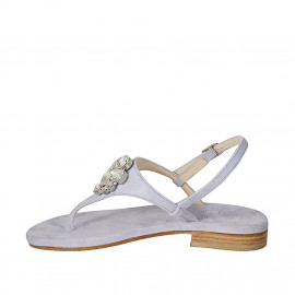 Sandale entredoigt pour femmes en daim lilas avec strass talon 2 - Pointures disponibles:  46 2