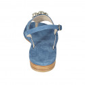 Sandale entredoigt pour femmes en daim bleu avec strass talon 2 - Pointures disponibles:  33, 45, 46
